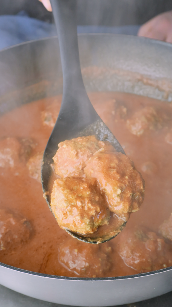 Let it all cook for about 30 minutes until the curry thickens and your Kofta is cooked. 